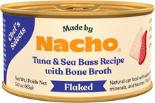 Made By Nacho Tuna Sea Bass Recipe Bone Broth Flaked 3oz Canned Cat Food