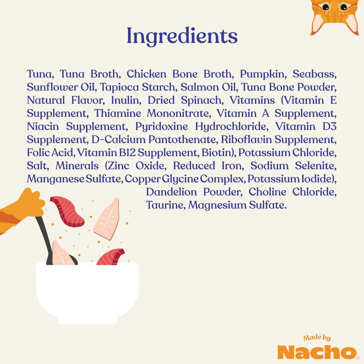 Made By Nacho Tuna Sea Bass Recipe Bone Broth Flaked 3oz Canned Cat Food