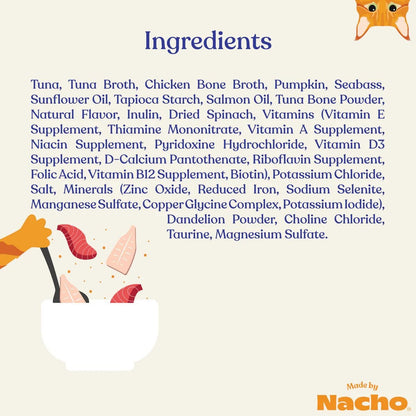 Made By Nacho Tuna Sea Bass Recipe Bone Broth Flaked 3oz Canned Cat Food