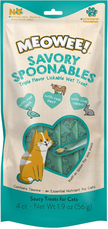 Meowee! Savory Spoonables with Real Duck, Beef & Rabbit Lickable Cat Treat, Squeezable Tube, 4 count