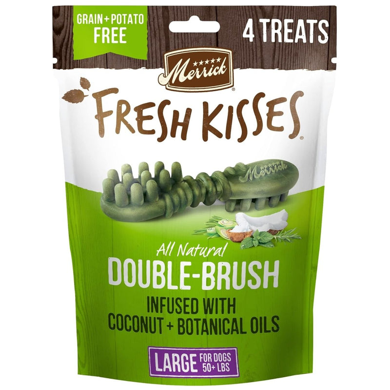 Merrick Fresh Kisses Dog Dental Chews For Large Breeds, Grain Free Dog Treats with Coconut and Botanical Oils - dental treats - 022808660231
