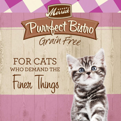 Merrick Purrfect Bistro Premium Grain Free Natural Dry Cat Food For Young Cats, Healthy Kitten Food Recipe - 7 lb. Bag