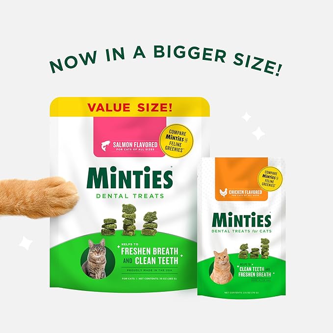 Minties dental treats for cats 2.5 oz chicken flavor
