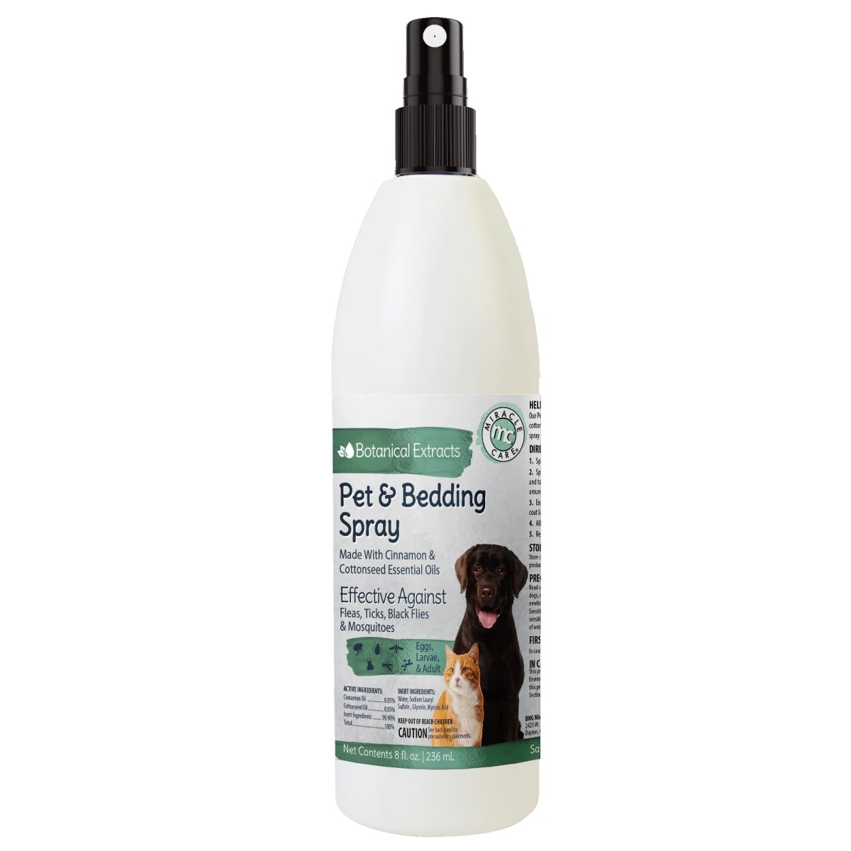 Miracle Care Pet & Bedding Spray For Dogs and Cats - 8 Ounce - 717108110400