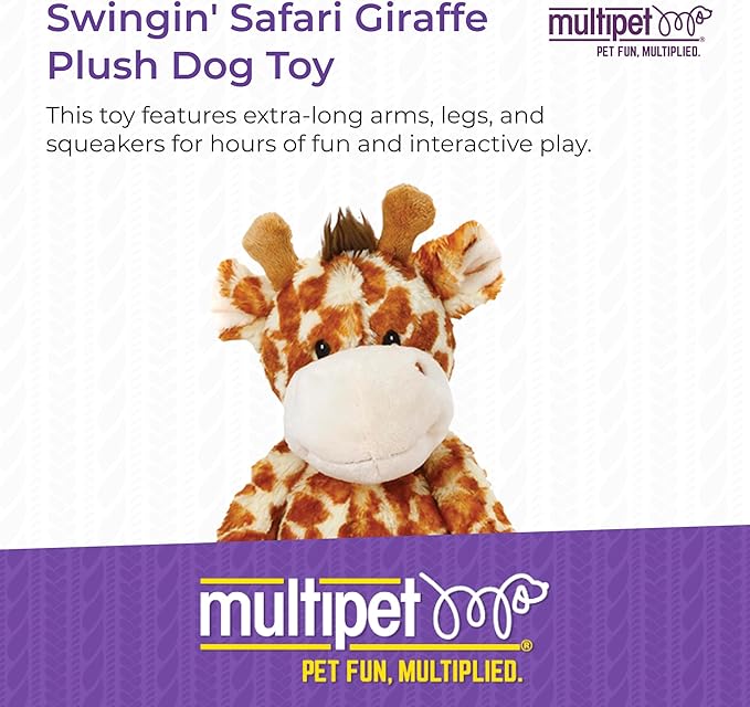 Multipet plush enuff swingin safari giraffe dog toy large