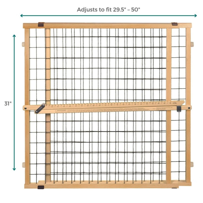 MYPET North States Wire Mesh Dog Gate - 29.5 - 50" Wide - Pressure Mount - Dog Gate 31" Tall - Expandable - Durable Dog Gates for Doorways - Sustainable Hardwood - door - 026107046147