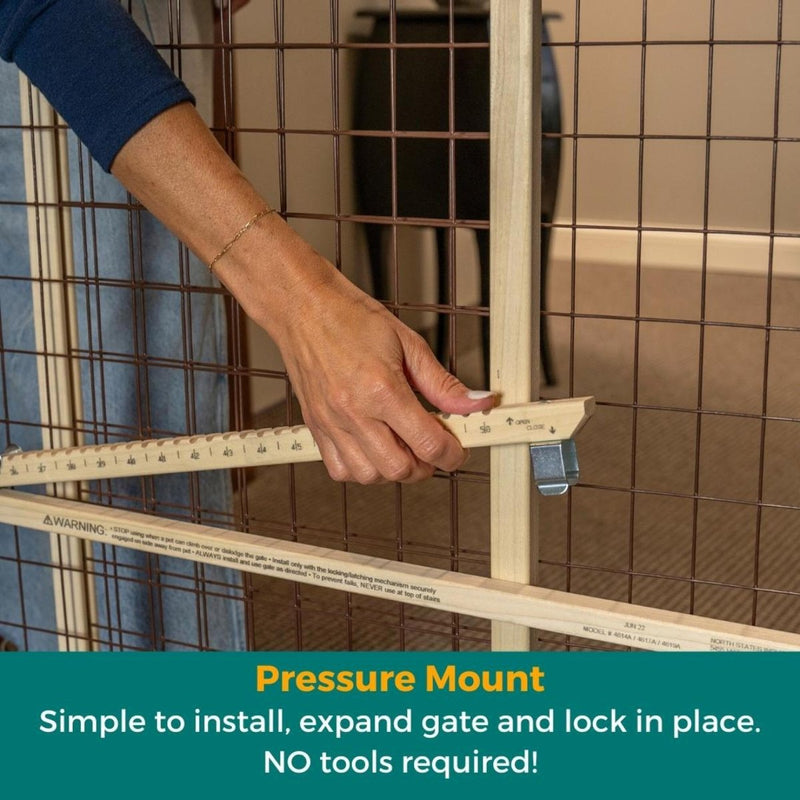 MYPET North States Wire Mesh Dog Gate - 29.5 - 50" Wide - Pressure Mount - Dog Gate 31" Tall - Expandable - Durable Dog Gates for Doorways - Sustainable Hardwood - door - 026107046147