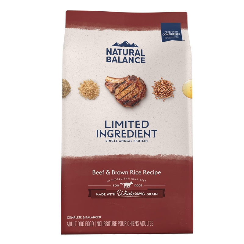 Natural Balance Limited Ingredient Adult Dry Dog Food with Healthy Grains, Beef & Brown Rice Recipe, 12 Pound - 723633689267