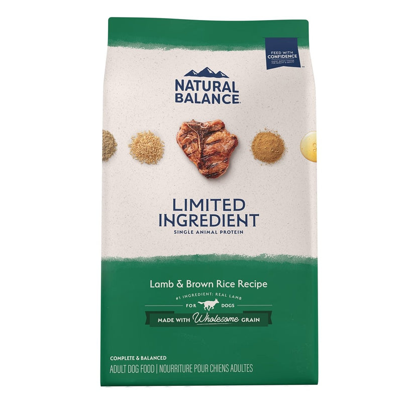 Natural Balance Limited Ingredient Adult Dry Dog Food with Healthy Grains, Lamb & Brown Rice Recipe, 12 Pound - 723633773911