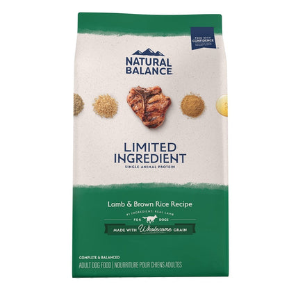 Natural Balance Limited Ingredient Adult Dry Dog Food with Healthy Grains, Lamb & Brown Rice Recipe, 24 Pound - 723633014465