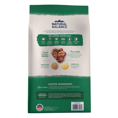 Natural Balance Limited Ingredient Adult Dry Dog Food with Healthy Grains, Lamb & Brown Rice Recipe, 24 Pound - 723633014465