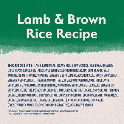 Natural Balance Limited Ingredient Adult Dry Dog Food with Healthy Grains, Lamb & Brown Rice Recipe, 4 Pound - 723633773898