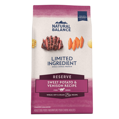 Natural Balance Limited Ingredient Adult Grain - Free Dry Dog Food, Reserve Sweet Potato & Venison Recipe, 4 Pound (Pack of 1)