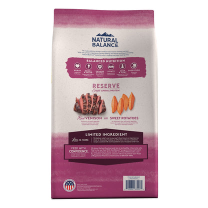 Natural Balance Limited Ingredient Adult Grain - Free Dry Dog Food, Reserve Sweet Potato & Venison Recipe, 4 Pound (Pack of 1)