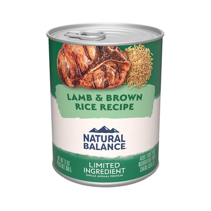 Natural Balance Limited Ingredient Adult Wet Canned Dog Food with Healthy Grains, Lamb & Brown Rice Recipe, 13 Ounce - 723633071130