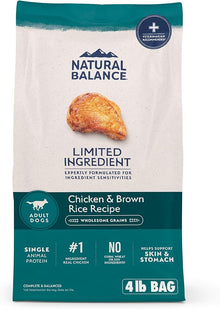 Natural balance limited ingredient chicken & brown rice recipe dry dog food 4lb kibble