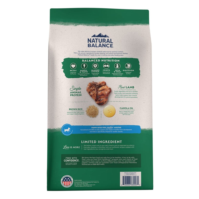 Natural Balance Limited Ingredient Puppy Dry Dog Food with Healthy Grains, Lamb & Brown Rice Recipe, 4 Pound - 723633773959