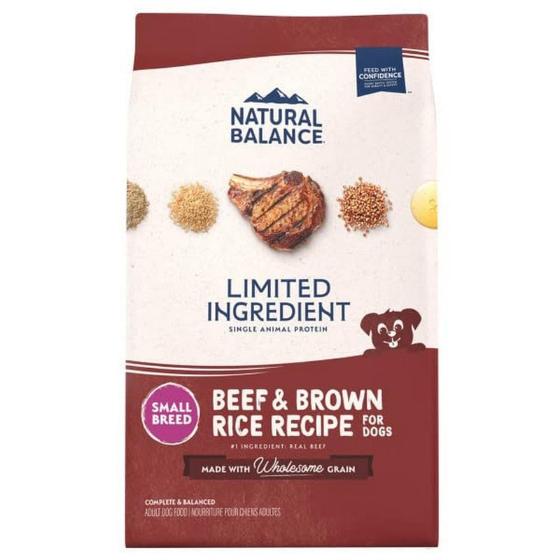 Natural Balance Limited Ingredient Small - Breed Adult Dry Dog Food with Healthy Grains, Beef & Brown Rice, 4 Pound - 723633014144