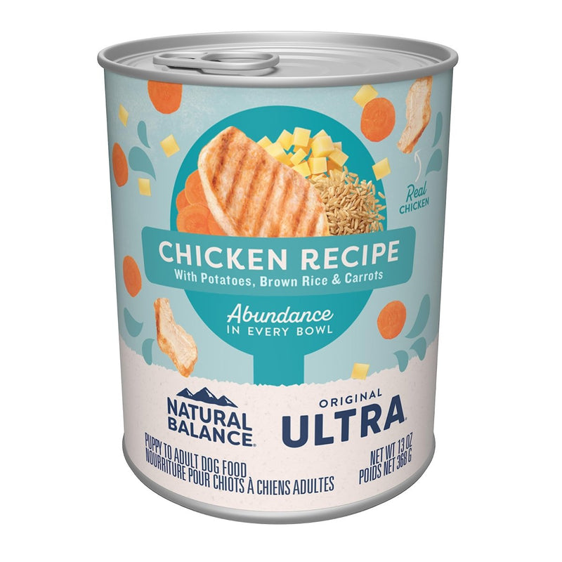 Natural Balance Original Ultra Adult Wet Dog Food, Chicken Formula with Brown Rice, Carrots & Potatoes, 13 Ounce Can - 723633001595