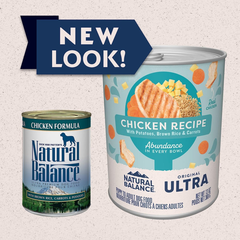 Natural Balance Original Ultra Adult Wet Dog Food, Chicken Formula with Brown Rice, Carrots & Potatoes, 13 Ounce Can - 723633001595