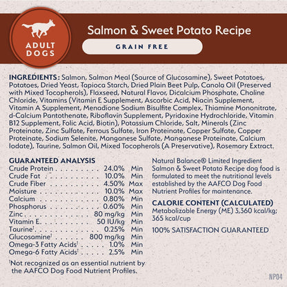 Natural balance salmon & sweet potato grain free 4lb dry dog kibble