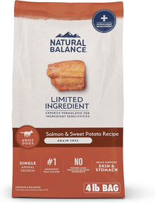 Natural balance salmon & sweet potato grain free 4lb dry dog kibble
