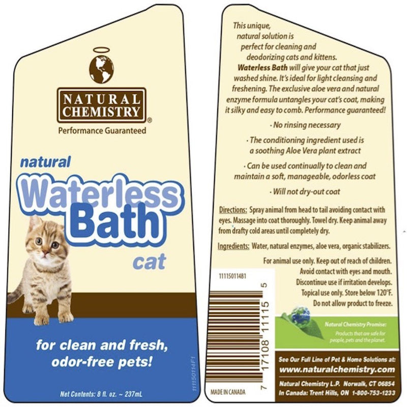 Natural Waterless Bath for Cats - 8 - Ounce - cat shampoo - 717108111155