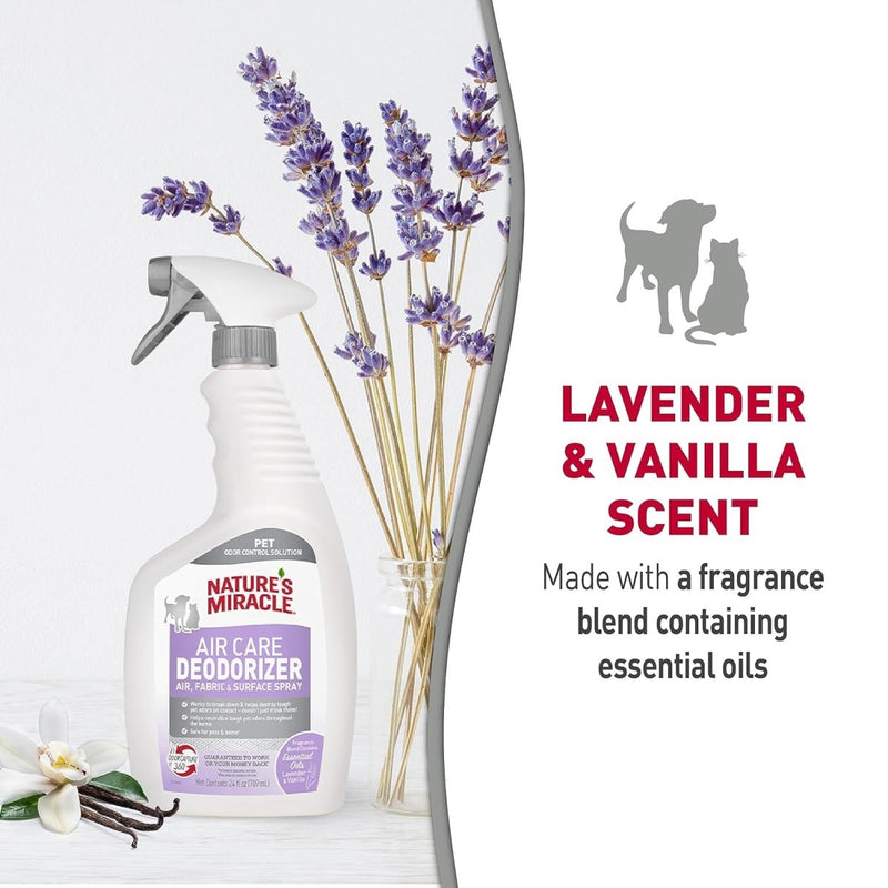 Nature's Miracle Air Care, Fabric and Surface Spray Lavender & Vanilla Scent Pet Odor Eliminator Deodorizer, 24 fl. oz. - pet fabric spray - 018065984401