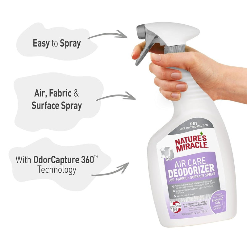 Nature's Miracle Air Care, Fabric and Surface Spray Lavender & Vanilla Scent Pet Odor Eliminator Deodorizer, 24 fl. oz. - pet fabric spray - 018065984401