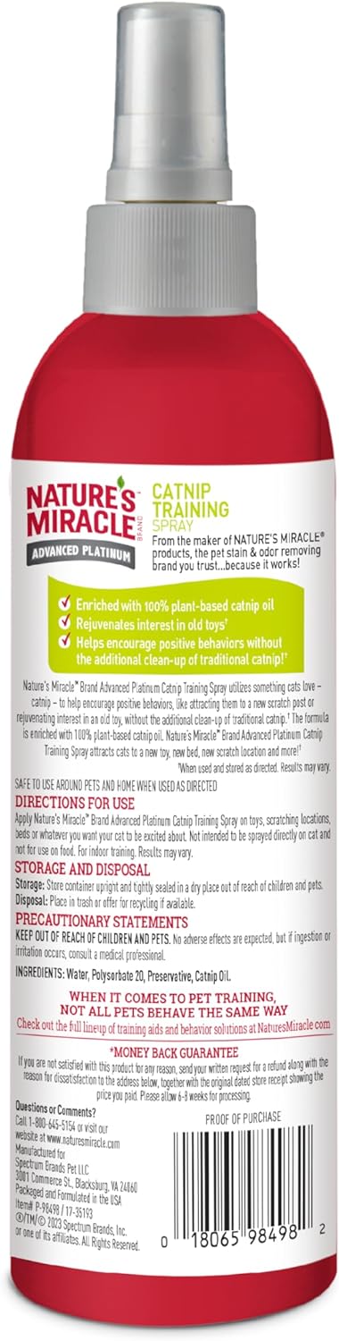Natures miracle catnip training spray for indoor training 8oz catnip spray