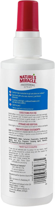 Natures miracle freshening spray no wet dog smell 8oz sun kissed breeze scent dog spray