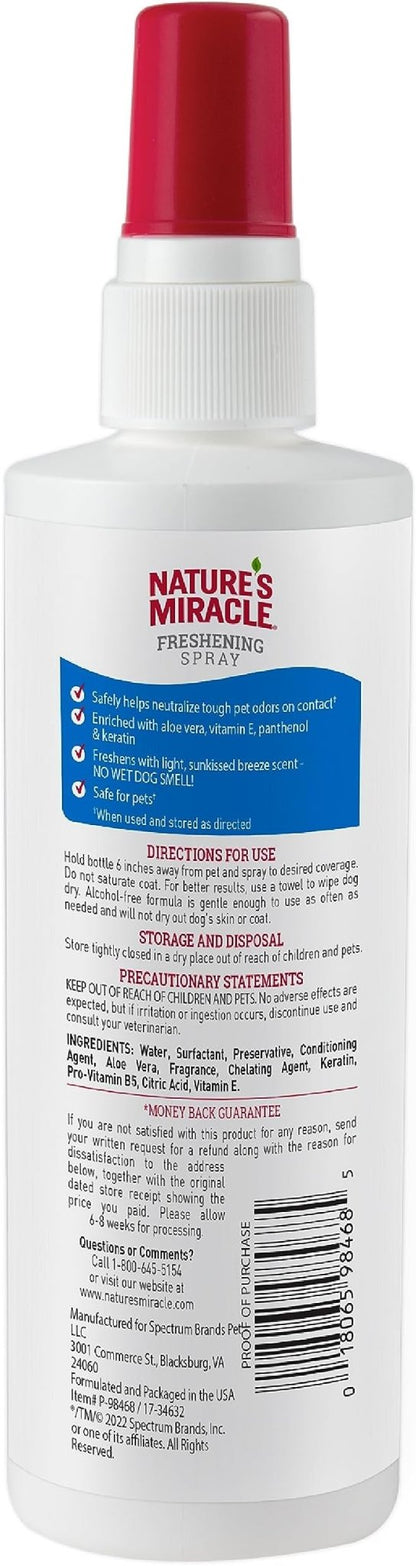 Natures miracle freshening spray no wet dog smell 8oz sun kissed breeze scent dog spray