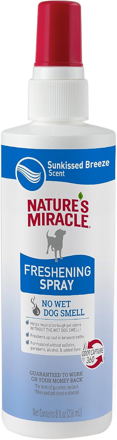 Natures miracle freshening spray no wet dog smell 8oz sun kissed breeze scent dog spray