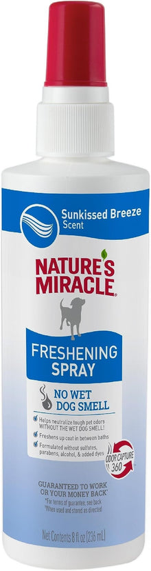 Natures miracle freshening spray no wet dog smell 8oz sun kissed breeze scent dog spray