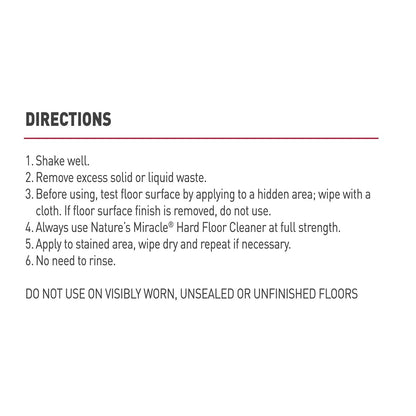 Nature's Miracle Hard Floor Cleaner, Dual - Action Stain & Odor Remover, Protects Natural Floor Finishes, 24 oz - 018065982254