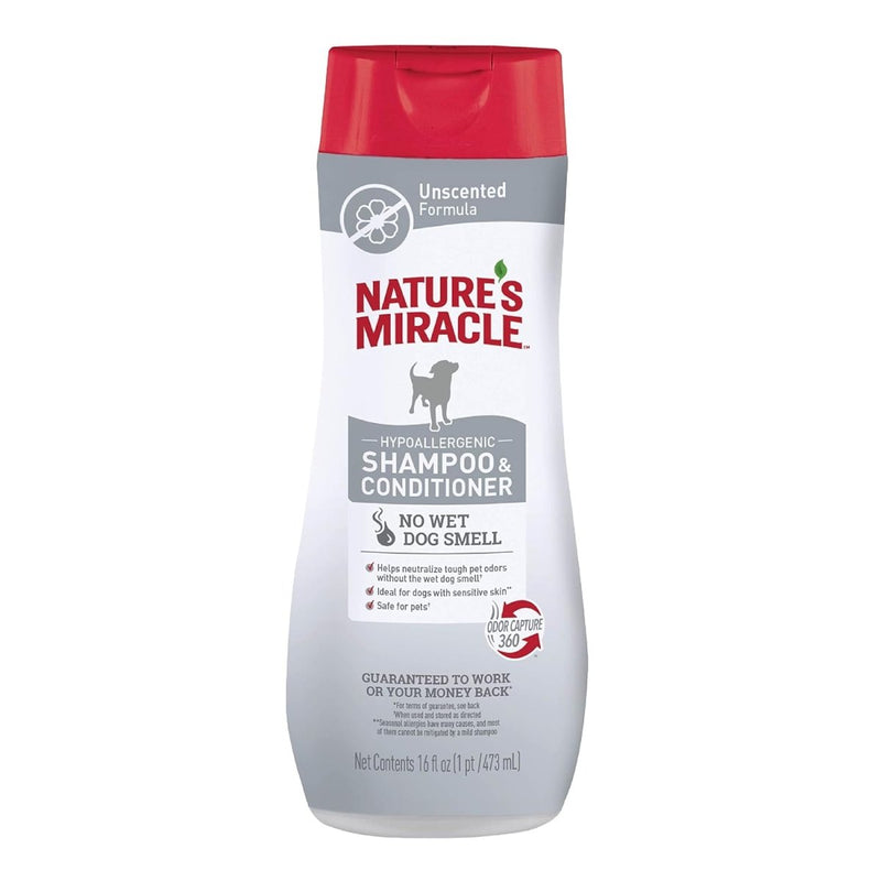 Nature's Miracle Nature’s Miracle Hypoallergenic Shampoo & Conditioner for Dogs, 16 Oz, Unscented - hypoallergenic dog shampoo - 018065284112