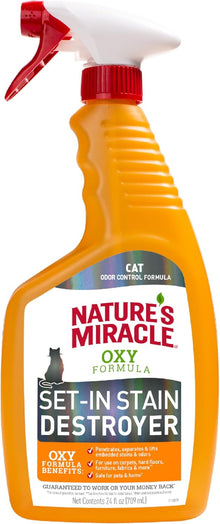 Natures miracle oxy formula set in stain destroyer 24oz feline cleaning cat spray