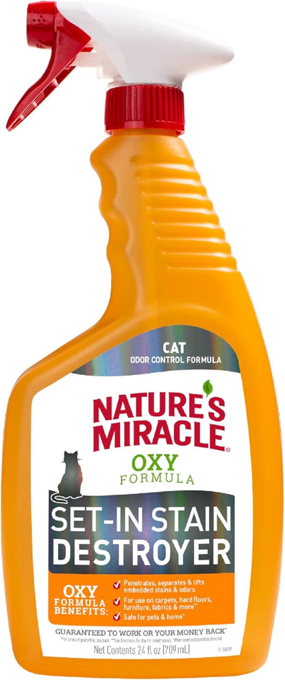 Natures miracle oxy formula set in stain destroyer 24oz feline cleaning cat spray