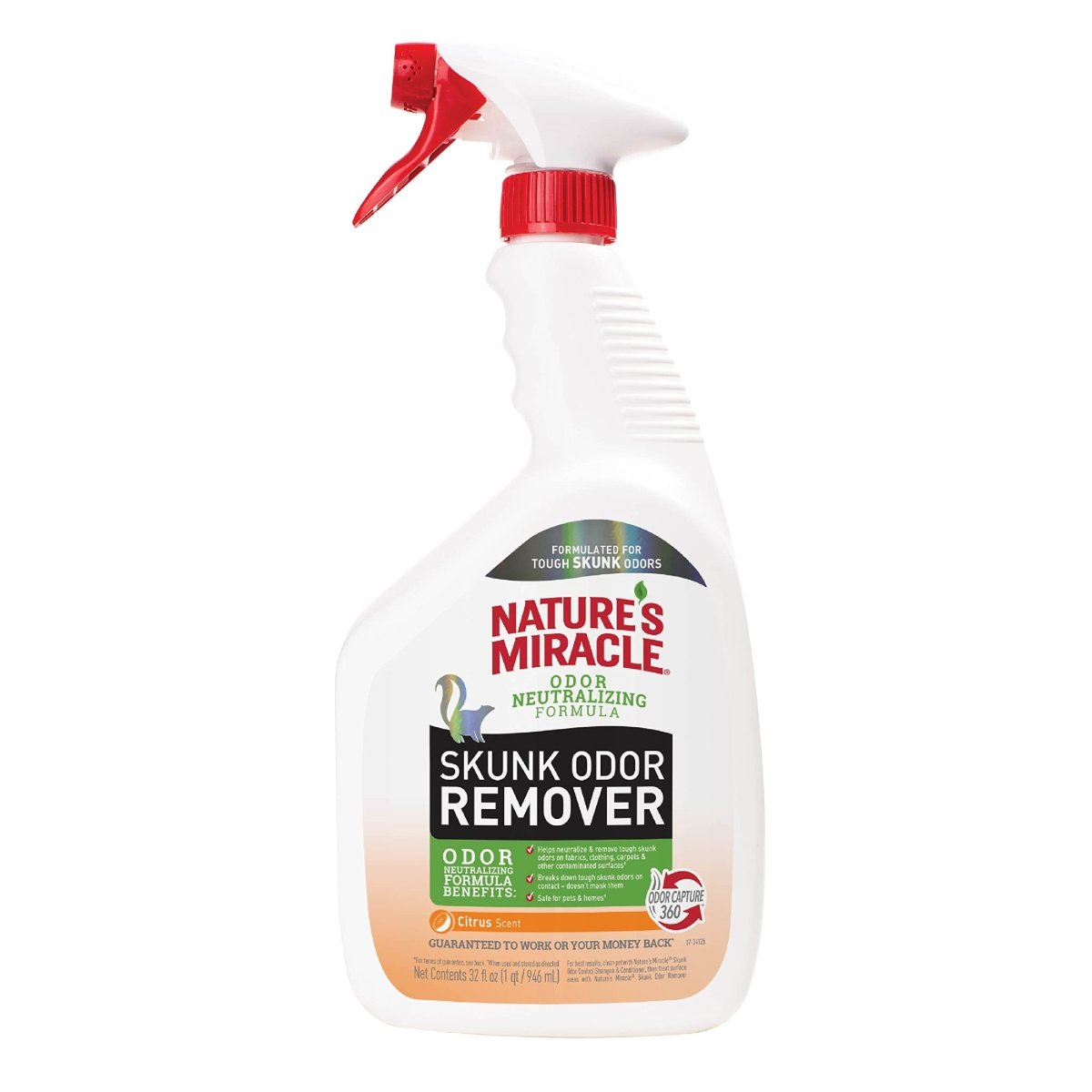 Nature's Miracle Skunk Odor Remover Citrus Scent For Dog - 32 Oz - Odor Neutralizing Formula - Remover - 018065984203