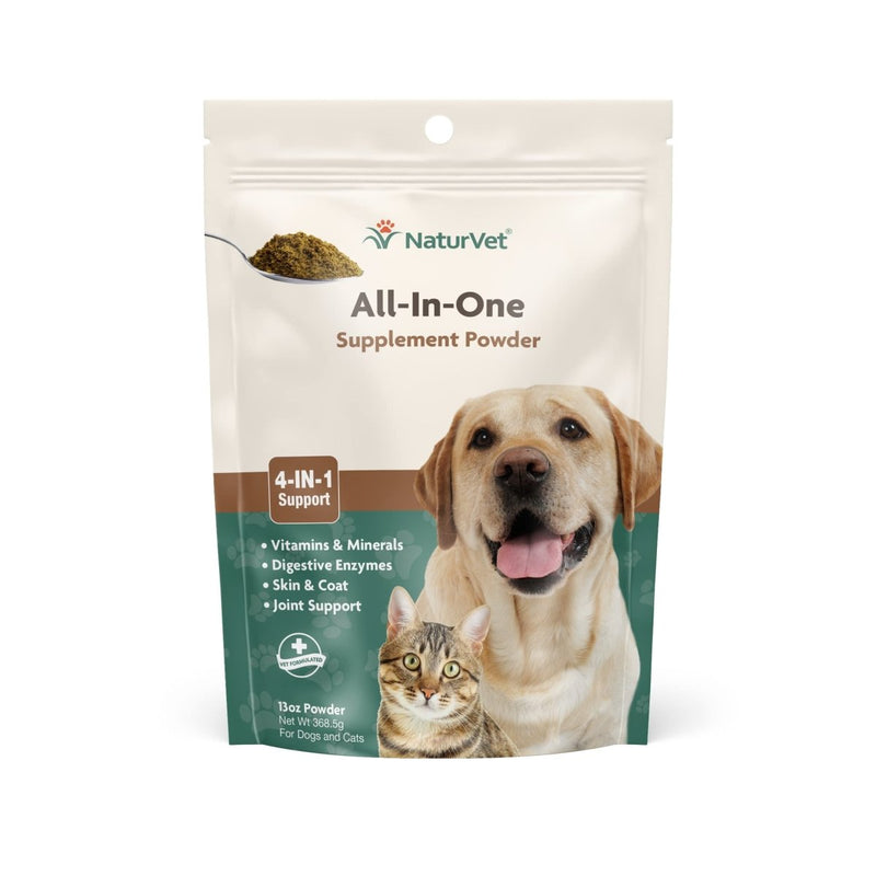 NaturVet All - in - One Dog Supplement for Joint Support - Digestion – Dog Multivitamins with Minerals - Omega - 3, 6, 9 – Wheat - Free Vitamins for Dogs – 13 - Ounce - dog supplement - 797801040044