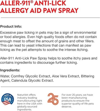 naturvet aller - 911 anti - lick paw spray
