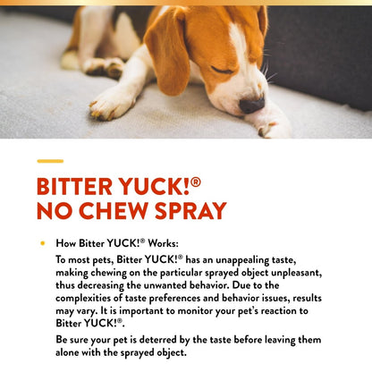 NaturVet Bitter Yuck! No Chew Spray for Dogs, Cats, and Horses Pet Training Spray, Liquid, Made in The USA, 8 Ounce - 797801090001