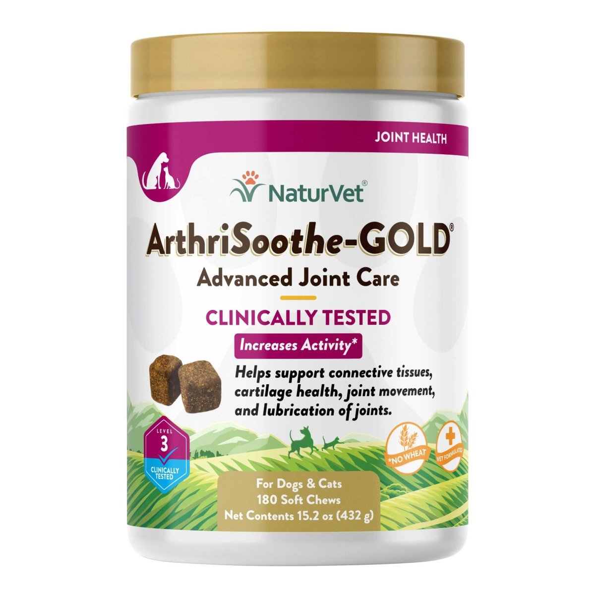 NaturVet Clinically Tested ArthriSoothe Gold Level 3 Joint Care Soft Chew - 180 Count - dog supplement - 797801034920