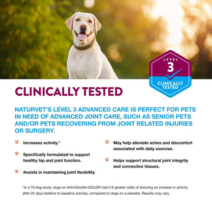 NaturVet Clinically Tested ArthriSoothe Gold Level 3 Joint Care Soft Chew - 180 Count - dog supplement - 797801034920