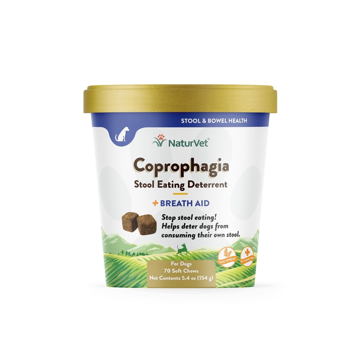 NaturVet Coprophagia Stool Eating Deterrent Plus Breath Aid – Deters Dogs from Consuming Stool – Enhanced with Breath Freshener - Enzymes & Probiotics – 70 Soft Chews - dog supplement - 797801036986