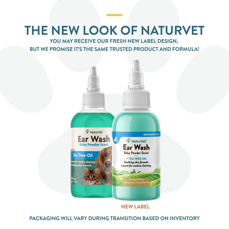 NaturVet Ear Wash For Pets with Tea Tree Oil - Aloe & Baby Powder Scent - 4 oz - ear solution - 797801038003