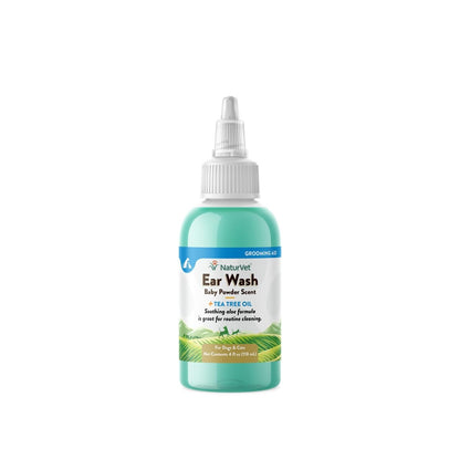 NaturVet Ear Wash For Pets with Tea Tree Oil - Aloe & Baby Powder Scent - 4 oz - ear solution - 797801038003