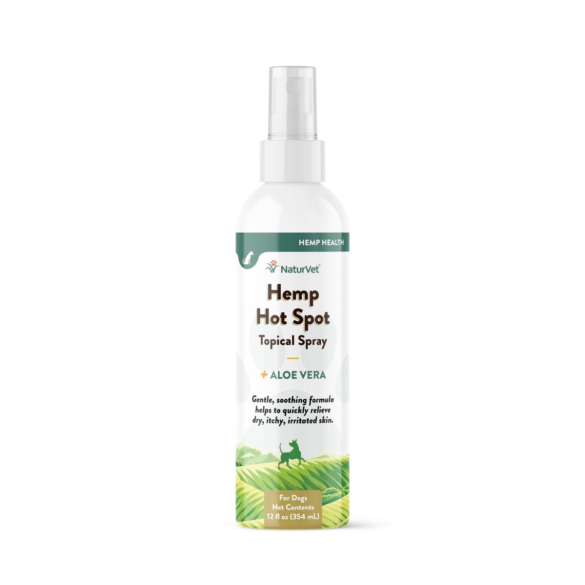 NaturVet Hemp Hot Spot Spray with Aloe Vera for Dogs, 12 oz Liquid, Made in The USA - 797801059046