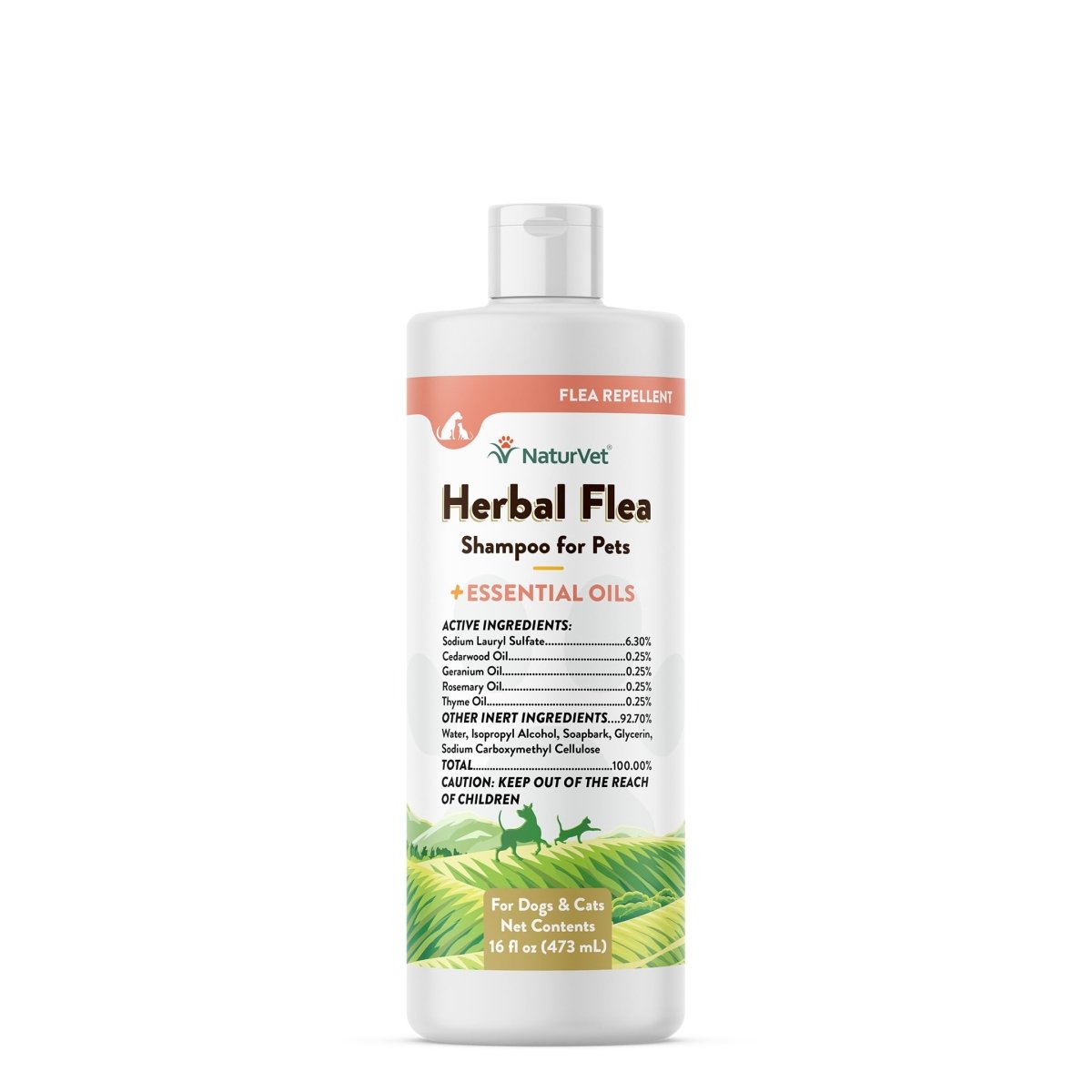 NaturVet Herbal Flea Pet Shampoo with Essential Oils - Deodorizing Dog Shampoo - 16 Oz. - hypoallergenic dog shampoo - 797801034463