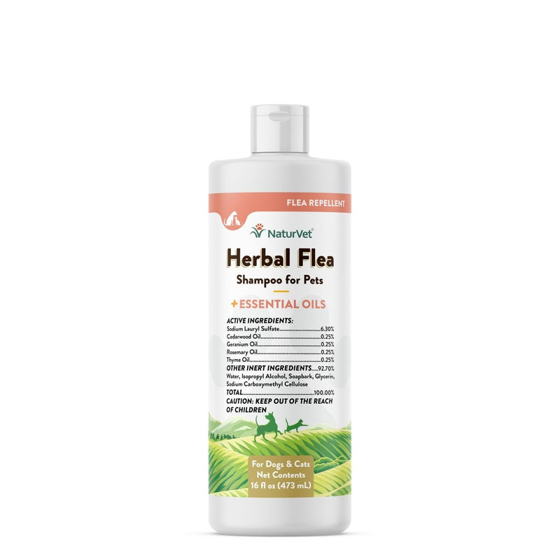 NaturVet Herbal Flea Pet Shampoo with Essential Oils - Deodorizing Dog Shampoo - 16 Oz. - hypoallergenic dog shampoo - 797801034463